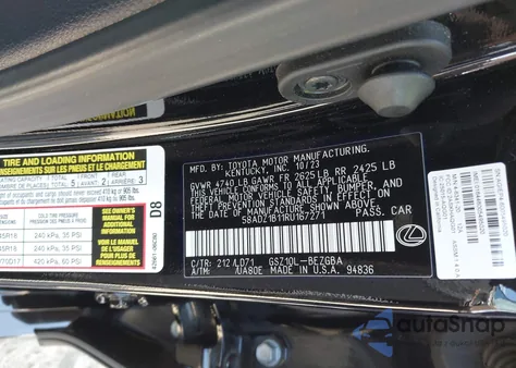 2024 Lexus Es 350 from USA, damaged, VIN 58ADZ1B11RU167271